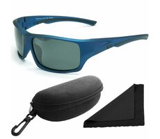 Polarized Sonnenbrille 247 - schwarz-blauer Rahmen / dunkle Gläser / polarisierte Gläser / Etui und Stoff