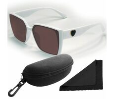 Polarized Sonnenbrille 268 - weißes Gestell - braune Gläser / polarisierte Gläser / Etui und Stoff