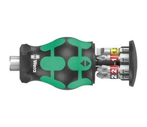 Wera Kraftform Kompakt Stubby Magazine 2 / Schraubendreher mit Bithalter / 7 Bits