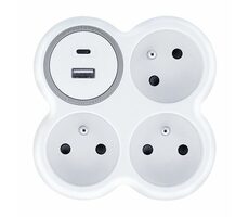 Solight Hub 3x 15A USB Ladegerät A+C weiß-grau