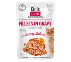 Brit Care Katzenfilets in Soße mit herzhaftem Lachs 85 g / Beutel für Katzen