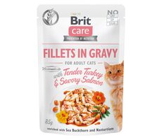 Brit Care Katzenfilets in Soße mit zartem Truthahnlachs 85 g / Beutel für Katzen