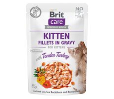 Brit Care Katzenkätzchen. Filets in Soße mit zartem Truthahn 85 g / Beutel für Kätzchen / Filets in Soße mit zartem Truthahn 