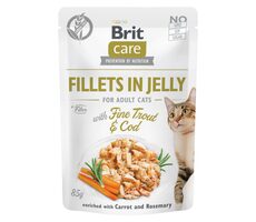 Brit Care Katzenfilets in Gelee mit feiner Forelle und Kabeljau 85 g / Beutel für Katzen / Filets in Gelee mit Kabeljau und Forelle