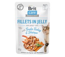 Brit Care Katzenfilets in Gelee mit zartem Truthahn und Garnelen 85 g / Beutel für Katzen