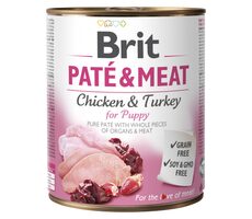 Brit Pâté & Meat Puppy 800 g / Dose für Hunde / 70 % Huhn und Pute / Reine Fleischpastete mit Innereien- und Fleischstücken