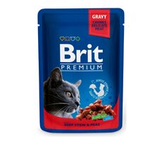 Brit Premium Katzenbeutel mit Rindereintopf und Erbsen 100 g / Beutel für Katzen