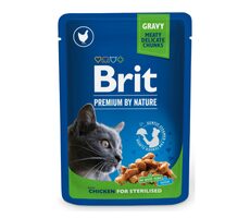 Brit Premium Cat Pouches Hähnchenscheiben für sterilisierte 100 g / Beutel für Katzen