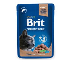 Brit Premium Cat Pouches Leber für sterilisierte 100 g / Beutel für Katzen