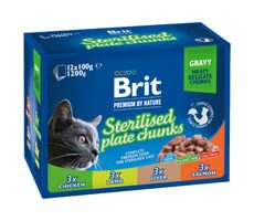 Brit Premium Cat Pouches Sterile Plate (12x100 g) 1,2 kg / Beutel für Katzen