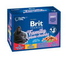 Brit Premium Cat Pouches Family Plate (12x100 g) 1,2 kg / Beutel für Katzen