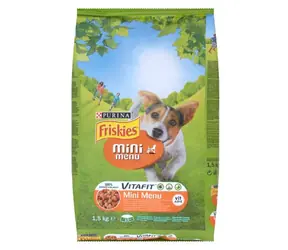 PURINA Friskies Mini-Menü - Huhn und Getreide / Granulat für ausgewachsene kleine Hunde / 1,5 kg