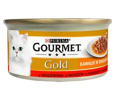 PURINA GOURMET GOLD Delight Rindfleisch in saftiger Sauce 85 g / Dosenfutter für Katzen