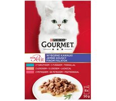 PURINA GOURMET Mon Petit Multipack Thunfisch mit Lachs und Forelle in Sauce 6x 50 g / Beutel für Katzen