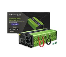 Qoltec 51941 Monolithischer Spannungswandler und Batterieladegerät / 600W / 1200W / Eingang 12V / 1 x 230V / 1x USB