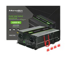 Qoltec 51939 Monolithischer Spannungswandler / 2000W / 4000W / Eingang 24V / 2 x 230V / 1x USB