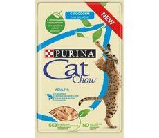 PURINA Cat Chow Adult 85 g / Beutel für Katzen / zarte Stücke mit Lachs und Gemüse. Erbsen