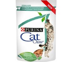 PURINA Cat Chow Sterlisie Gig Huhn mit Aubergine 85 g / Beutel für Katzen / Huhn mit Aubergine / für kastrierte Katzen