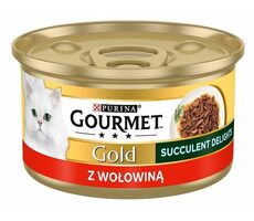PURINA GOURMET GOLD Succulent Delights Beef 85 g / Dosenfutter für Katzen / mit Rindfleisch