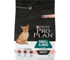 PURINA ProPlan Small & Mini Adult Sensitive Skin Optiderma 3 kg / für erwachsene Hunde / kleine Rassen / Lachs / empfindliche Haut