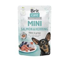 Brit Care Mini Salmon&Herring Sterilised - Nassfutter für Hunde - 85 g / Beutel für Hunde / für kastrierte Hunde