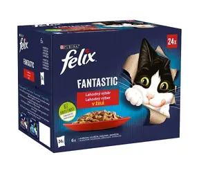 PURINA Felix Fantastische Landaromen in Gelee 24x 85g / Beutel für Katzen / Huhn & Rind & Kaninchen & Lamm