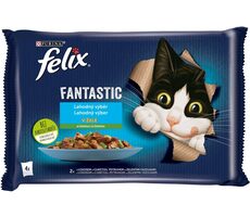 PURINA Felix Fantastische Landaromen in Gelee 4X 85g / Beutel für Katzen / Lachs & Zucchini