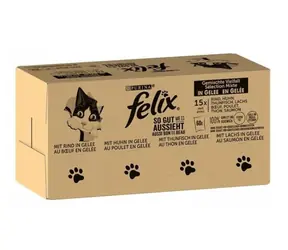 PURINA Felix Mix Original 120x 85 g / Beutel für Katzen / Rind & Huhn & Kabeljau und Thunfisch)