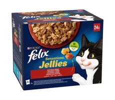 PURINA Felix Sensations Landgeschmack in Gelee 24x 85 g / Beutel für Katzen / Rind & Huhn & Ente