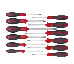 Wiha 41002 SoftFinish Schraubendreher-Set 12-teilig / Phillips / Flach / Pozidriv / TORX
