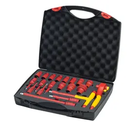 Wiha 43024 Set mit 1/2" isolierten Ratschen-Steckschlüsseleinsätzen, 21 Stück / Karton