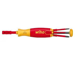 Wiha 38612 Schraubendreher mit Bitmagazin LiftUp electric / 6x slimBit Bits / Flach / Phillips