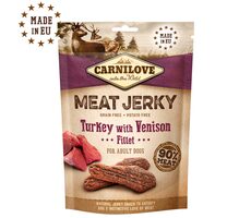 CARNILOVE Trockenes Putenfilet mit Wild 100 g / Trockenfleisch-Leckerbissen für Hunde 