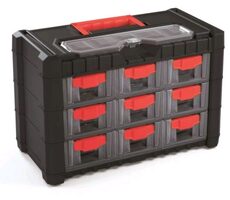 Kistenberg Organizer CARGO schwarz-rot / 9 Schubladen / 400 x 200 x 260 mm
