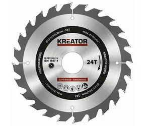 KREATOR KRT020410 / Sägeblatt für Holz / Durchmesser 165 x 30 mm / Schnittbreite 2,0 mm / Anzahl Zähne 24