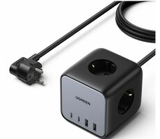 Ugreen DigiNest Cube 1,8m schwarz / 3x 230V / 2x USB-A / 2x USB-C 65W 
