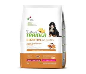 Trainer Natural Sensitive No Gluten Adult Medium/Maxi Lachs 3kg / Alleinfuttermittel für mittelgroße und große Hunderassen