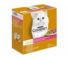 PURINA Gourmet Gold Multipack (8 Stück) - eine Mischung aus gedünsteten und gegrillten Fleischstücken / Dosenfutter für Katzen