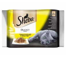 Sheba DELICACY in Gelee Geflügelauswahl 4er Pack 340g / Beutel für Katzen