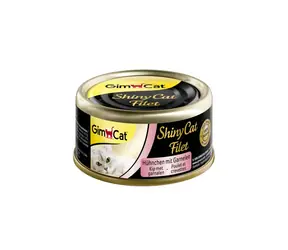 GIMBORN GimCat ShinyCat HÜHNERFILET mit Garnelen in Hühnerbrühe Topf 70 g