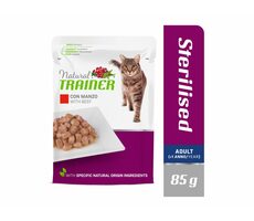 Natural Trainer Cat STERILISED Rind 85 g / Beutel für Katzen