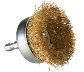 Makita D-73617 becherförmige Stahldrahtbürste 50 mm (messingbeschichtet) / 1/4 Zoll Sechskant