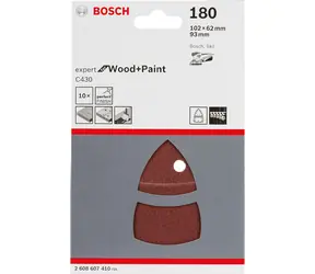 BOSCH 2608607410 / Schleifpapier-Set für Delta 102 x 62 93 mm / Körnung 180 / 10-tlg