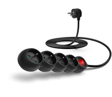 Connect IT CES-1011 schwarz / Verlängerungskabel / 3M / 4 Steckdosen / Abzieher