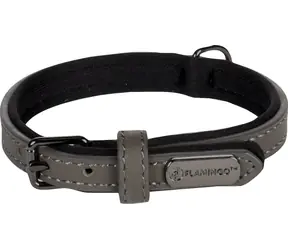 Flamingo Binti Lederhalsband mit Neopren grau XS