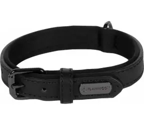 Flamingo Binti Lederhalsband mit Neopren schwarz XS/S
