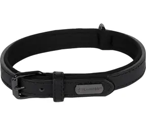 Flamingo Binti Lederhalsband mit Neopren schwarz S