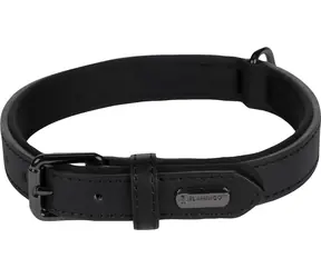Flamingo Binti Lederhalsband mit Neopren schwarz M