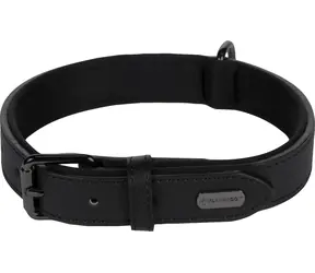 Flamingo Binti Lederhalsband mit Neopren schwarz M/L