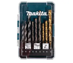 Makita D-71962 Bohrer-Set für Metall, Holz und Mauerwerk (9 Stück) / 5 & 6 & 8 mm